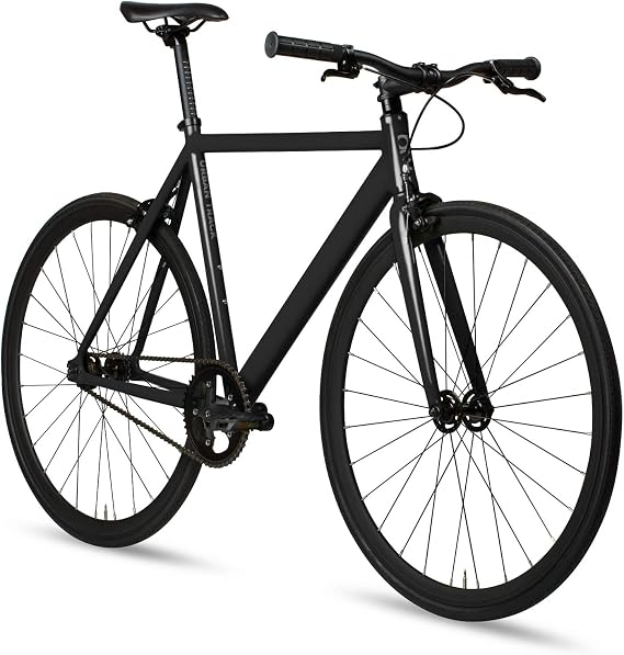 6KU Aluminum Fixed Gear Single-Speed Fixie Urban Track Bike, Shadow Black, 55cm/M