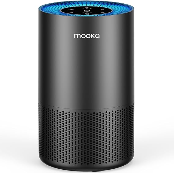 MOOKA H13 HEPA Air Purifier for Home Pet Large Room Up to 1300ft2, Black