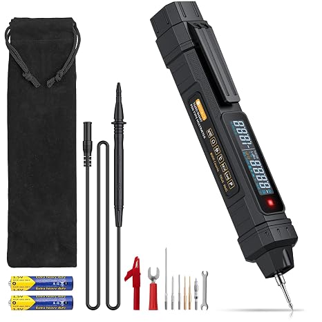 Neoteck 3 in 1 Pen Multimeter 6000 Counts with Phase Sequence LCD Display | Digital Multimeter Voltage Tester, AC/DC Voltage Resistance Diode Continuity Capacitance Frequency,No Temperature Measurement