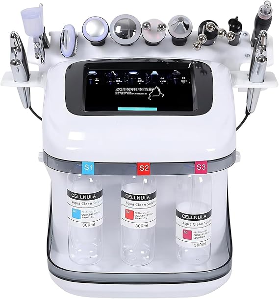 Professional Hydrafacial Machine Hydrogen Oxygen Face Machine with 8 Inch LCD Screen and 10 Heads Cleans and Moisturises the Skin Promotes Nutrient Absorption for Spa