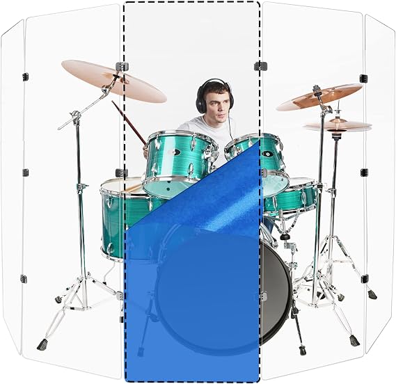 PENNZONI Drum Shield 6ft Single Panel w/Bright Chrome Hinges, Premium Clear Acrylic Panel, Drum Screen