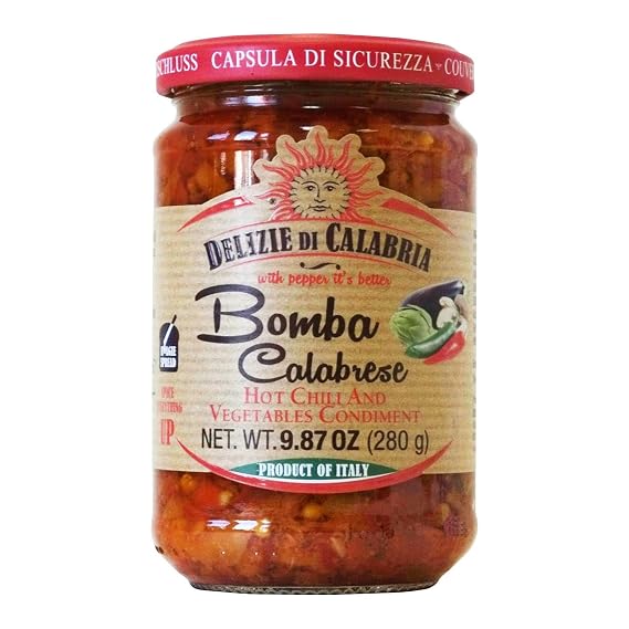 Bomba Calabrese Italian Hot Sauce Spread, Authentic Calabrian Chili 9.87 oz