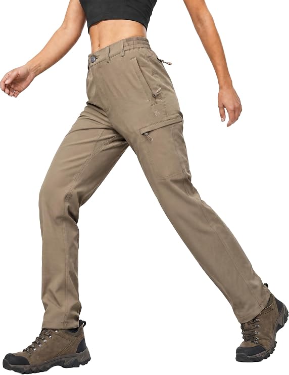 Haimont Women's Lightweight Water-Resistant Hiking Cargo Pants | Stretchy, UPF 50+, 6 YKK Zipper Pockets, Trail & Travel