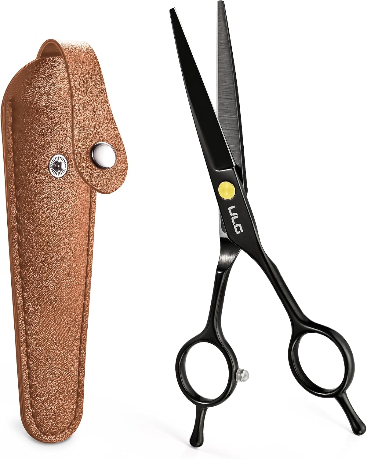 ULG Hair Cutting Scissors Professional Salon Shears 6.5-Inch Ultra Sharp Barber Scissors with PU Leather Case, LeftRight Symmetrical, Stainless Steel Haircut Scissors for Men, Women, Salon & Home Use