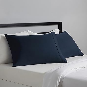 Amazon Basics Standard Pillowcases Set of 2 - Lightweight, Super Soft Easy Care Microfiber, Navy Blue, 30" L x 20" W, Pillows Not Included