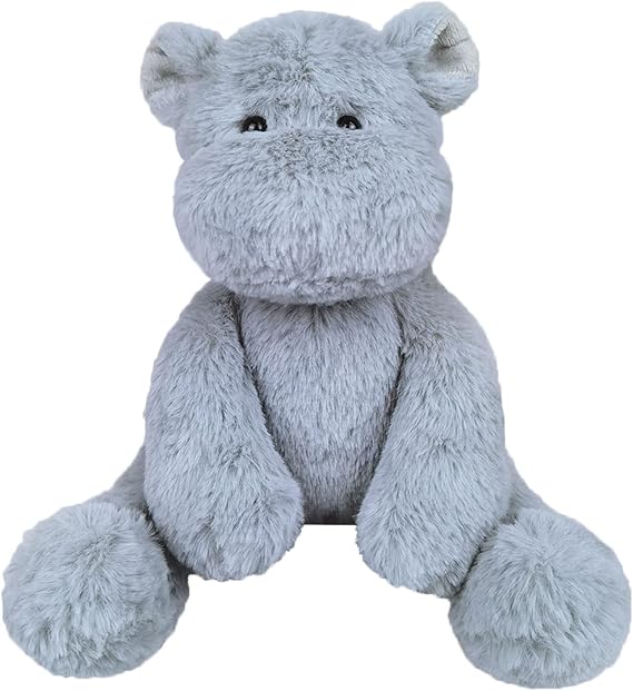 Gray Plush Hippo Stuffed Animal Toy, Soft Cuddly Plushie Hugger Toy for Boys & Girls, Gifts for Kids or Girlfriend, 8.5 Inches