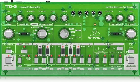 Behringer TD-3-LM Analog Bass Line Synthesizer with VCO, VCF, 16-Step Sequencer, Distortion Effects and 16-Voice Poly Chain