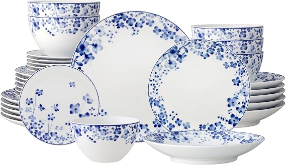 Bloomington Road Blue 30-Piece Dinnerware Set, Service for 6
