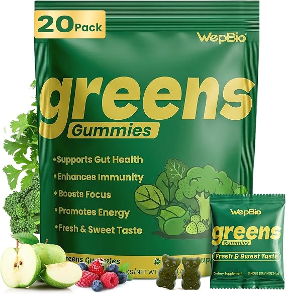 Greens Daily Gummies for Women and Men, 160 Count, 20 Servings