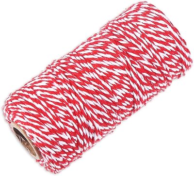 2mm 109 Yard Red Cotton Twine Packing String for Gardening Christmas Decoration, Tying Cake and Pastry Boxes