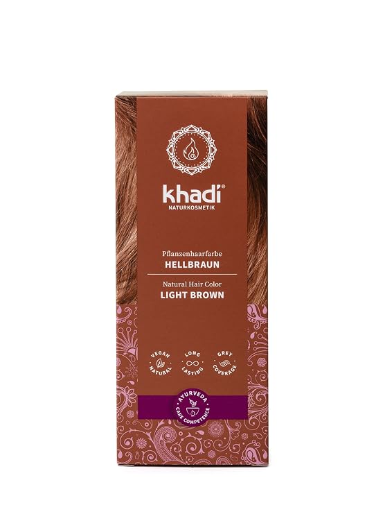 khadi LIGHT BROWN Natural Hair Color - Hair dye for light, warm fawn brown with lively reddish reflections - 100% herbal & natural - 3.5 oz