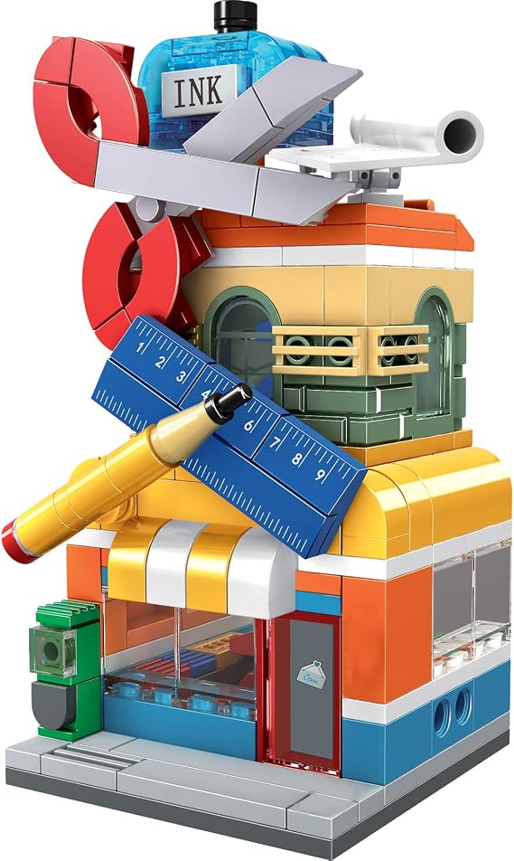 Brick Loot Mini City Art School Supply Store Building Set, Creative Brick