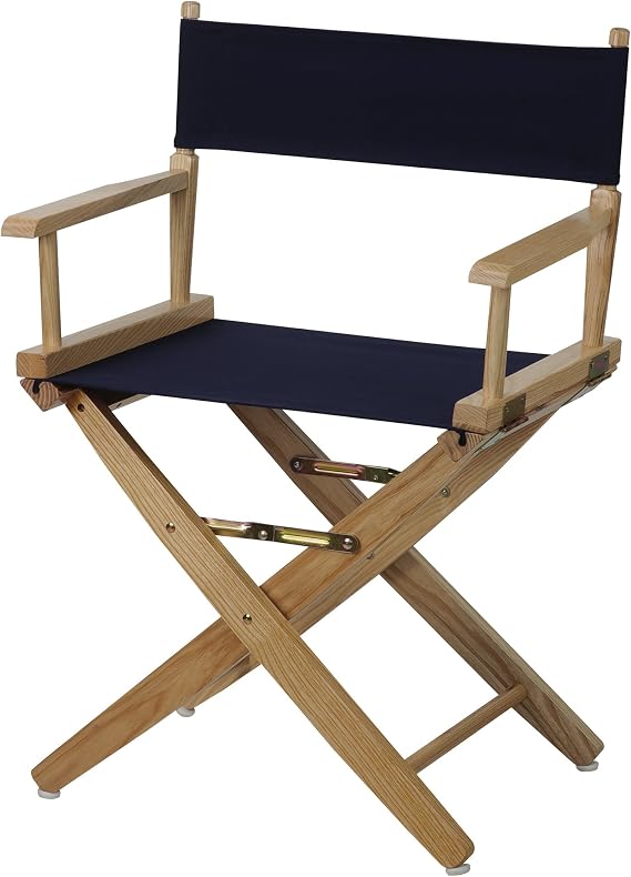American Trails Extra-Wide Premium 18" Director's Chair Natural Frame with Navy Canvas