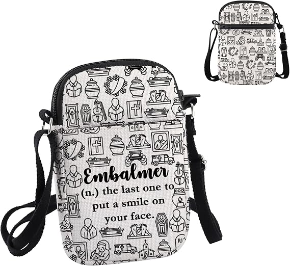 PWHAOO Mortician Gift Embalmer Definition Makeup Bag Funeral Director Cosmetic Bag Mortuary Science Student Gift (Embalmer Definition S)