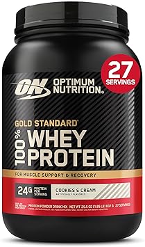 Optimum Nutrition Gold Standard 100% Whey Protein Powder, Cookies & Cream, 2 Pound (Packaging May Vary)
