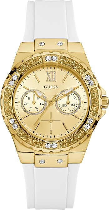 Guess Women's Stainless Steel + Stain Resistant Silicone Watch