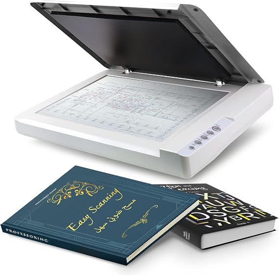 Plustek OS1180 - Flat Scanner for Graphics and Documents in A3 Format, Design Suitable for Libraries, Schools or Small Offices - Scanning A3 Documents in Approximately 9 Seconds | Scan Tabloid / Ledger / A3 Size paper by 300 DPI , Color in 8 second. Design Suitable for Libraries, Schools or Offices