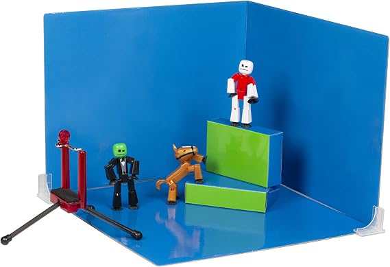 StikBot Zanimation Studio with Pet - Includes 2, 1 Horse, 1 Phone Stand and 1 Reversible Backdrop, in Eco Packaging