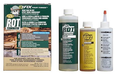PC Products PC-Rot Terminator Epoxy Wood Hardener, Two-Part 24oz in Two Bottles, Amber 240618