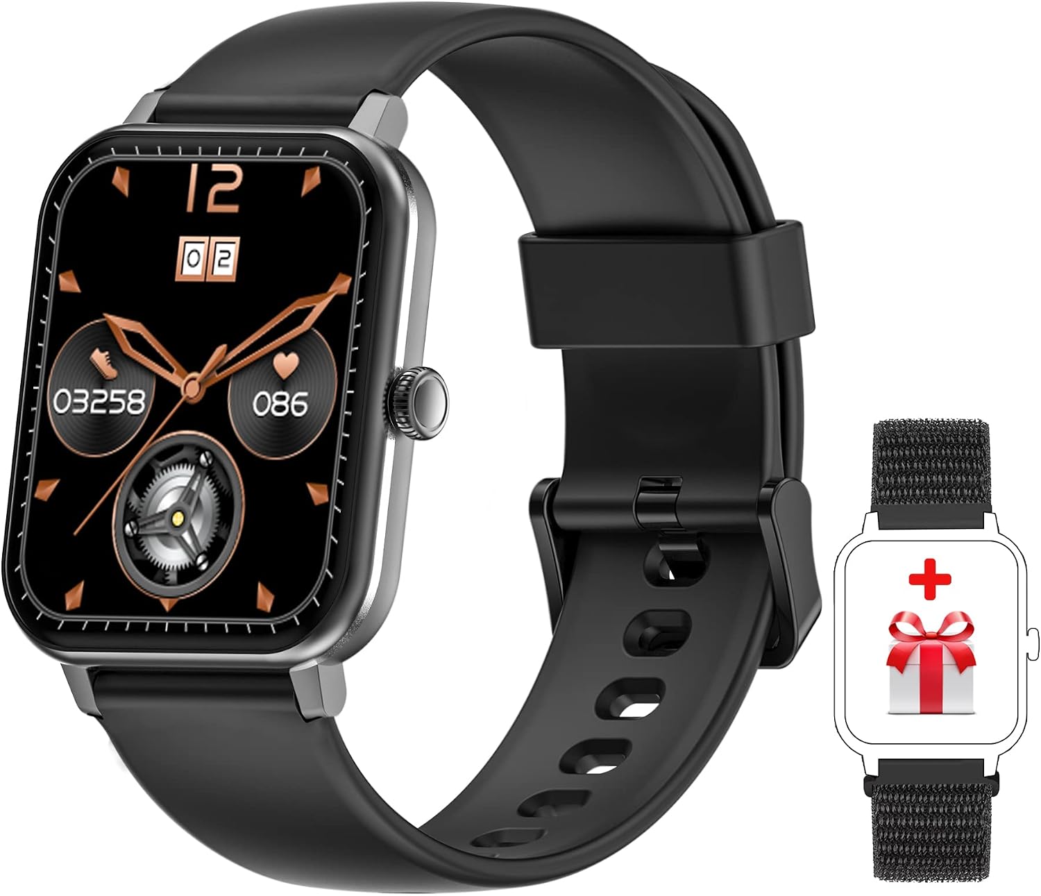Smart Watch for Women Men - Thermometer Oximeter SpO2 Calorie Pedometer, Sleep and Heart Rate Monitor, 1.69 Inch Screen, Women's Smartwatches Compatible with Android and iOS Phone Upgraded Version
