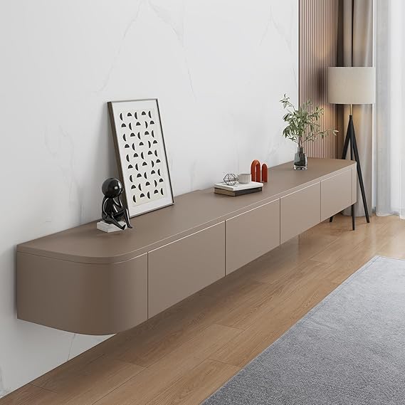 Floating TV Unit, Wall Mounted TV Cabinet, TV Media Console | Floating TV Cabinet Large Storage with Flip-Down Doors, Drawer & LED