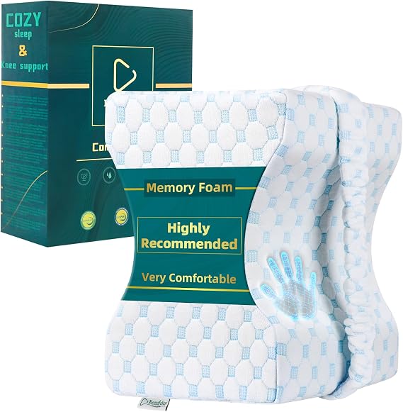 Knee Pillow for Side Sleepers,Memory Foam Leg Pillow for Hip Pain | Ergonomic Knee Support Cushion for Side Sleeper for Back/Joint and Sciatica Pain Relief with Adjustable Strap Washable Cover