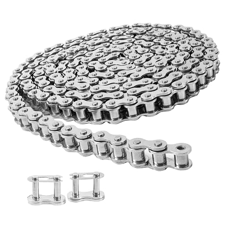 Universal #50 Stainless Steel Roller Chain 10 Feet with 2 Master Links, Single Strand, Ideal for Chain Driven Slide Gate Operator and More, Interchangeable with #530#520 Roller Chain