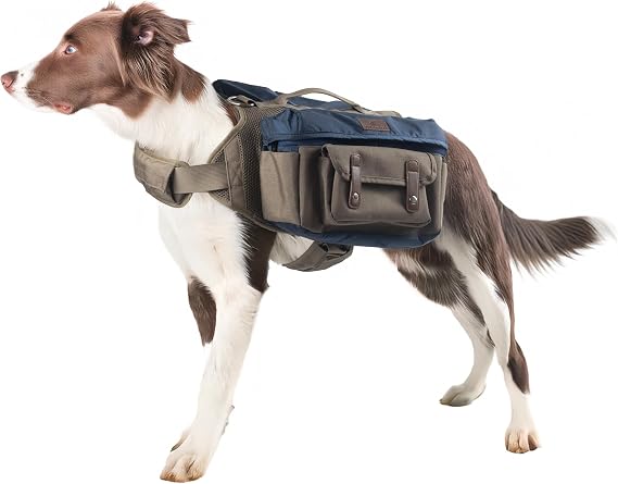 Dog Hiking Backpack Harness for Medium & Large Dogs Durable Saddle Bag with Handle, Large Storage Compartments & Adjustable Fit for Outdoor Adventures, Camping & Day Trips (L)