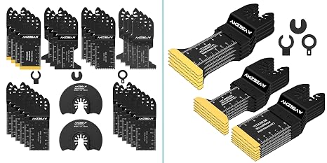 AMZBSAW 46 PCS Oscillating Saw Blades Metal Cutting, Universal Multitool Blades for Metal Nails Hard Material and Wood Plastic, Multi Tool Blades Kits Fit Dewalt Bosch Worx Milwaukee Ryobi