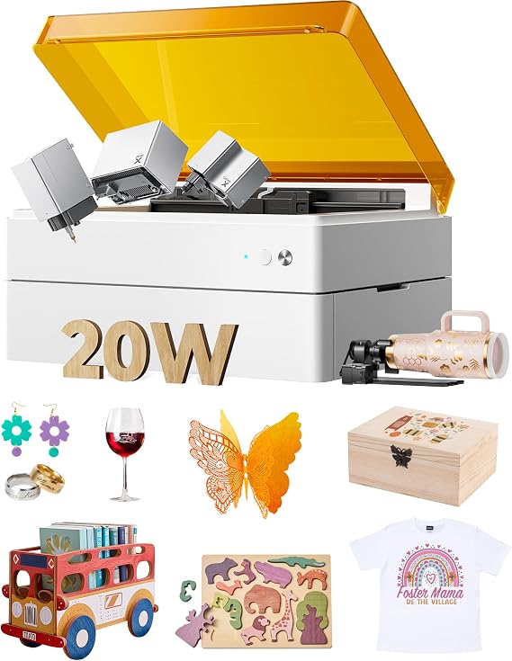 xTool M1 Ultra 4-in-1 Craft Machine - 20W(20000mW) Class I Laser Engraver, Blade Cutting, Inkjet Module, Pen Drawing, with Riser Base and Rotary