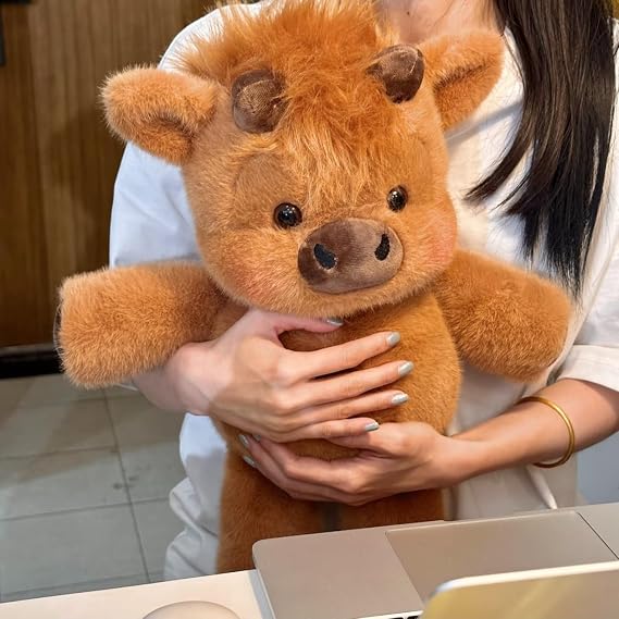 Running Plushies for Kids Adults, 18" Running Animals Highland Cow with Interactive Moving Legs for Stress Relief, Soft Stuffed Toy for Christmas Birthday Gifts