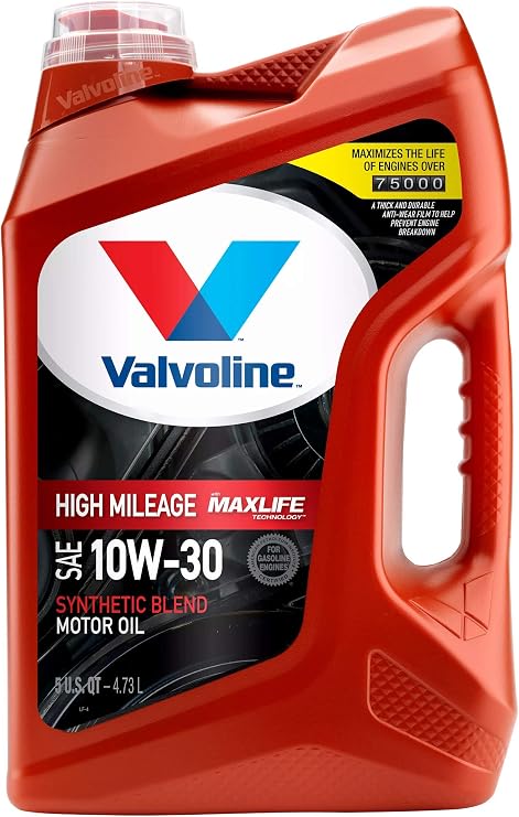 Valvoline High Mileage with MaxLife Technology SAE 10W-30 Synthetic Blend Motor Oil 5 QT