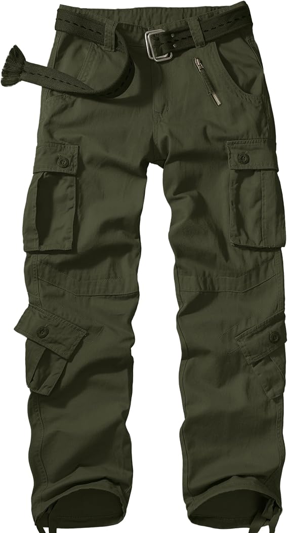 Mens Cargo Pants Camo Work Tactical Rip Stop BDU Casual Army Military Pants | 100% Cotton,Wear Resistant,Breathable,Sweat-absorbent,Men's Wild Cargo Pants with 8 Pockets,Relaxed Loose Fit Hiking Pants