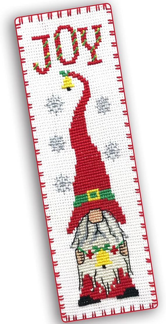 Povitrulya Christmas Santa Gnome - Counted Cross Stitch Bookmark Kit - DIY Embroidery Gift