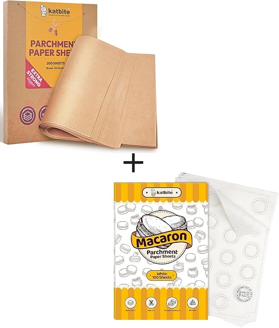 Katbite 200Pcs 12x16 In Unbleached Parchment Paper & Macaron Paper Sheets