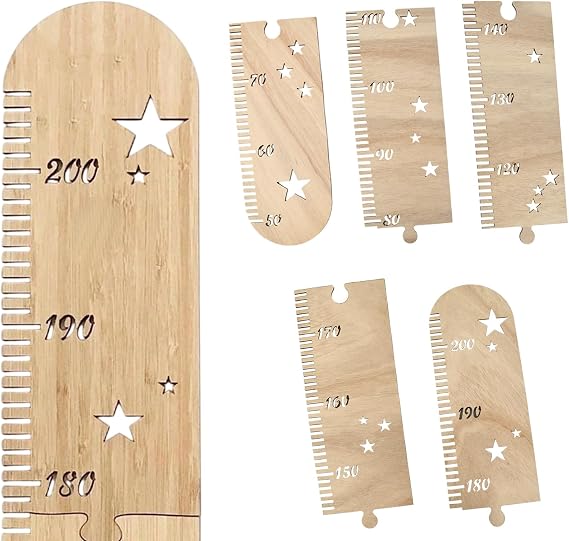 Wooden Height Growth Chart for Children, Height Measurement Ruler Print Measuring Rulers for Nursery Bedroom Foldable Wall Decoration Baby Height Chart to Hold Their Growth