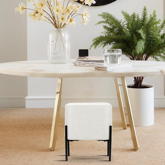 Get Set Style Square Foot Stool, Modern Vanity Stool Chair Upholstered Foot Rest Sofa Side Foot Stool Ottoman Seat for Living Room, Bedroom, Entry, Hallway, Office