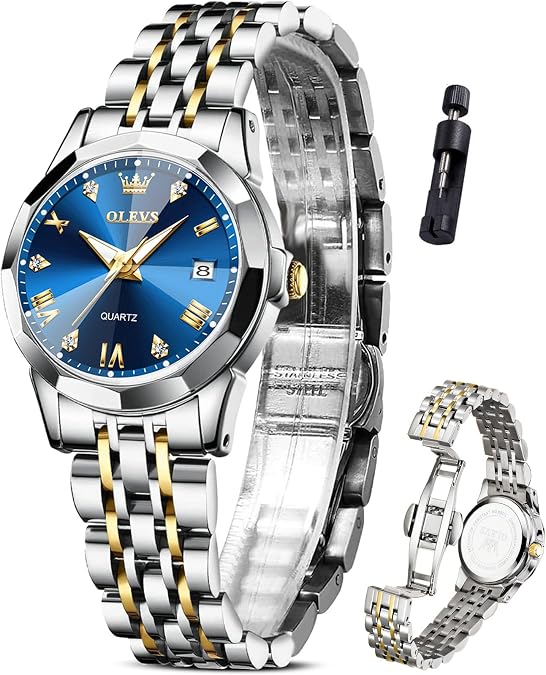 OLEVS Watches for Women Stainless Steel Analog Quartz Small Face Date
