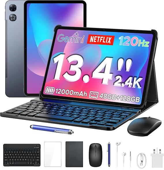 P13 13 Inch Tablet, Android 16 Tablet, Gemini AI, 48GB RAM+128GB ROM/2TB TF, 12000mAh/18W, IPS 2.4K,120Hz, T7280 Octa-Core, Gemini AI, 13MP, Face ID,