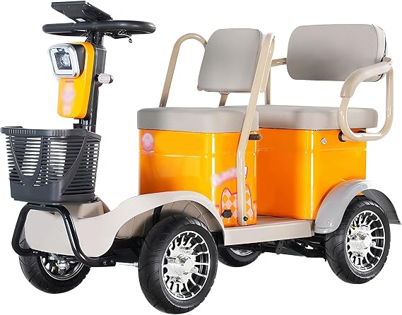 4-Passenger Senior Golf Cart, 20 Mile Range & 440 lb Capacity, Electric Low Speed Vehicle for Retirement Communities, Neighborhoods, Golf Courses(Lithium battery-650W)
