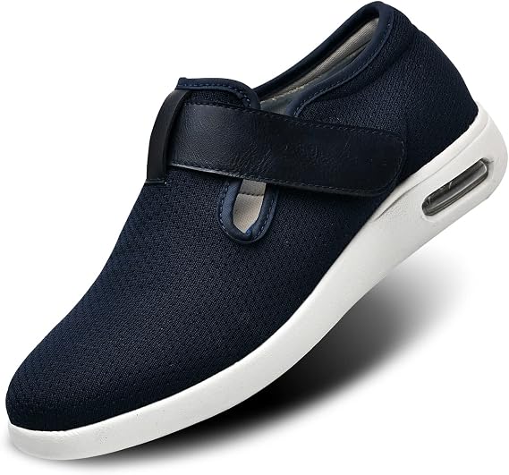 Womens Wide Width Diabetic Shoes with Adjustable Closure Lightweight Breathable for Diabetic Edema Plantar Fasciitis Bunions Arthritis Elderly Swollen Feet Navy