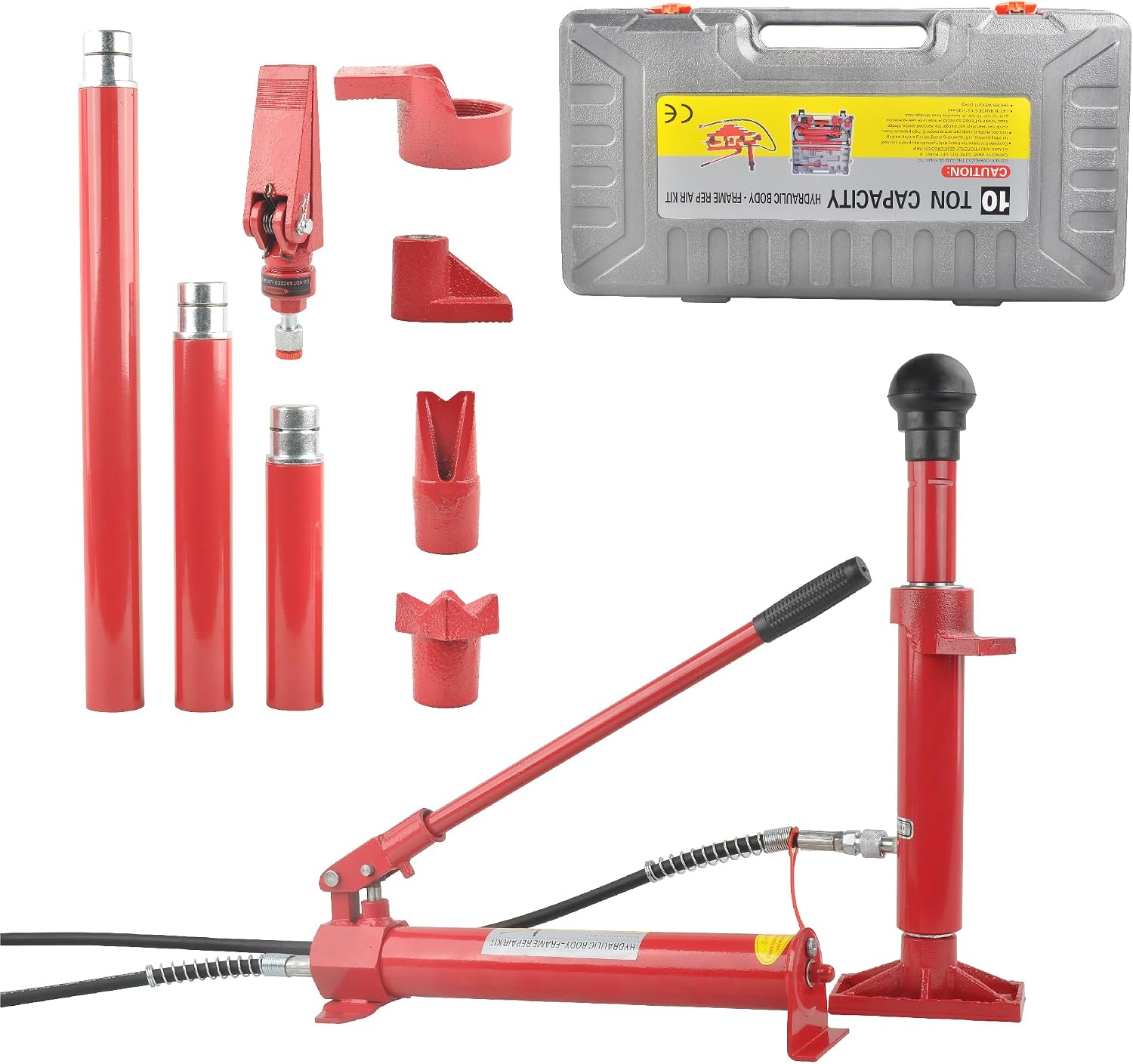 10 Ton Porta Power Kit-2M78.7 inch Oil Hose Hydraulic Car Jack Ram Autobody Frame Repair Power Tools for Truck Bed Loadhandler and Hydraulic Equipment Construction