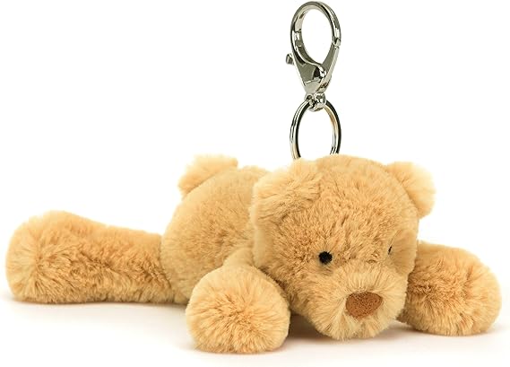 Jellycat Smudge Bear Bag Charm, 3 inches - Teddy Bear Plush Keychain - Great Gift Idea