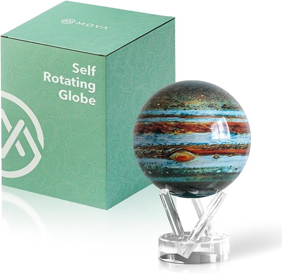 MOVA Self Rotating Globe, Jupiter Classic (4.5") | solar powered rotating globe, no batteries or cords, gift for astronomy lovers, premium kinetic display, space desk decor