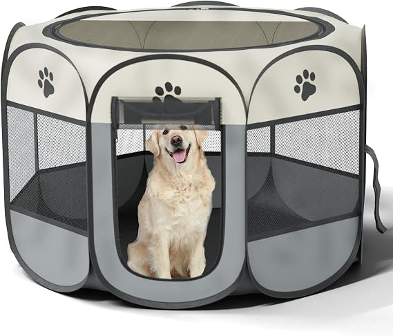Foldable Puppy Playpen 90x90x58cm Portable Cat Exercise Pen (M)