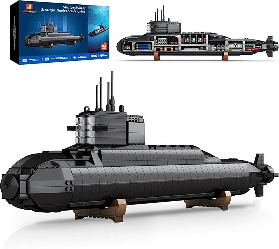JMBricklayer Nuclear Submarine Building Sets for Adults Men, Military Submarine Toys with Lights, WW2 History Collectible Home Decor Battleship Construction Set, Army Toy Gifts, 1498PCS