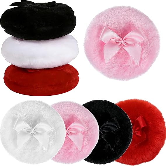 8 Pcs Large Fluffy Powder Puffs,3.5 Inch Fluffy Soft Body Powder Puff,Reusable Bow Powder Puffs,Wet And Dry Use For Women Makeup Face Body