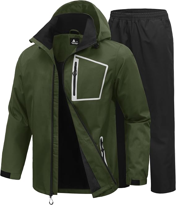 SWISSWELL Men's Rain Suits High Visibility Reflective Motorcycle Golf Rain Gear Waterproof Breathable Jacket and Pants