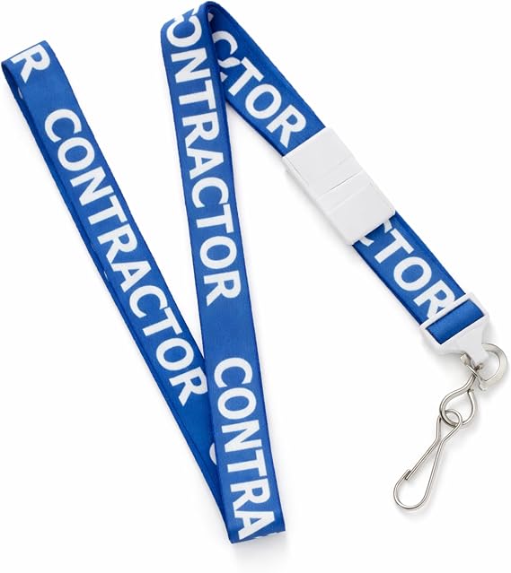 Specialist ID Contractor Lanyard and Badge Holder in Royal Blue - Breakaway Double Sided Preprinted Contractor Lanyards with Swivel Hook for Vendor, Construction, and Worksite Access