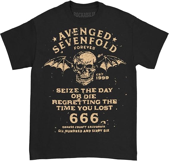 Avenged Sevenfold Men's Seize The Day Slim Fit T-Shirt Medium Black